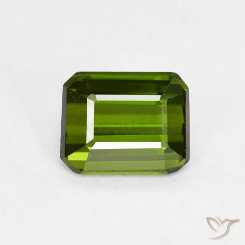 0.75ct 자연스러운 짙은 녹색 전기석, 에메랄드 컷, VVS-VS