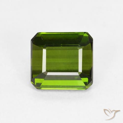 1.01ct 자연스러운 미디엄 그린 전기석, 에메랄드 컷, VVS