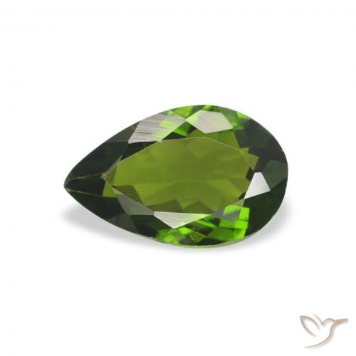 0.74ct 자연스러운 미디엄 그린 전기석, 배 모양, VS
