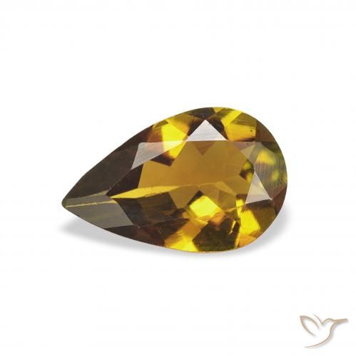 0.91ct 자연스러운 골든 브라운 전기석, 배 모양, VVS