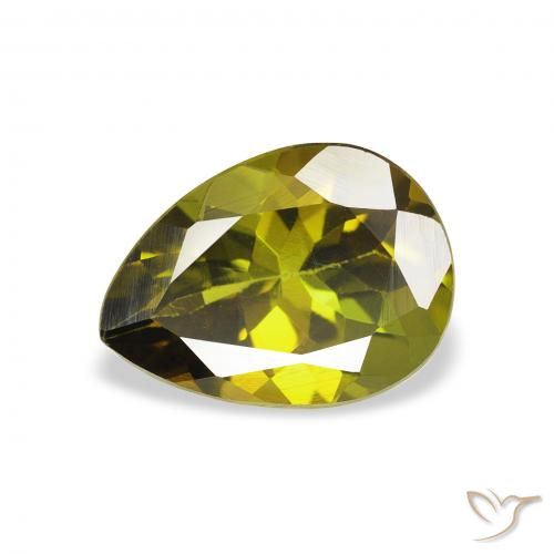 1.14ct 자연스러운 따뜻한 녹색 전기석, 배 모양, VVS-VS