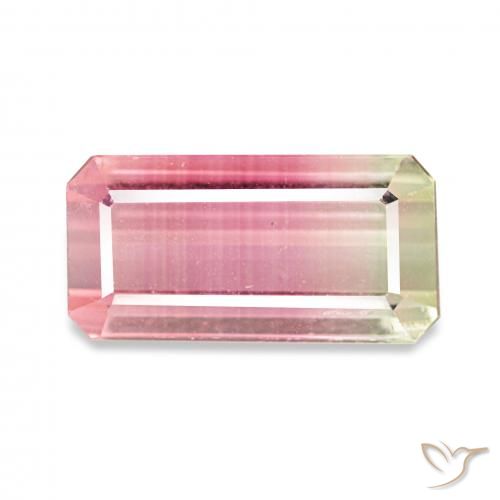 2.27ct 바이컬러 전기석, 에메랄드 컷, VVS-VS