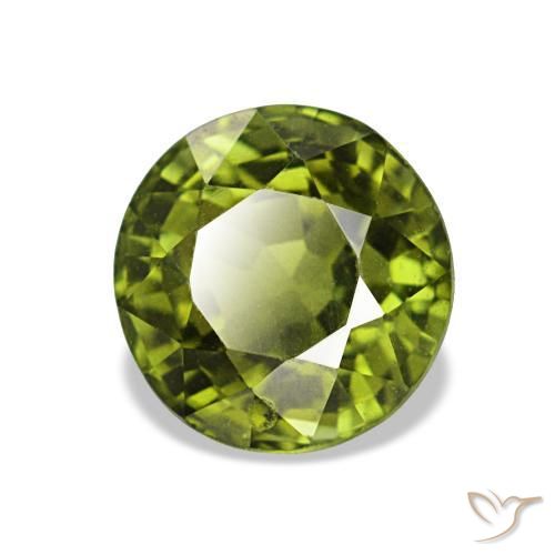 1.55캐럿 천연 흙빛 녹색 투르말린, 라운드 컷, 6.84 mm, VVS-VS