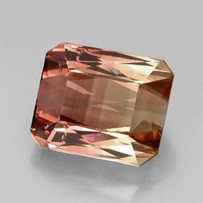 8.55캐럿 천연 바이컬러 투르말린, 에메랄드 컷, 12.1×10.1 mm, VVS-VS