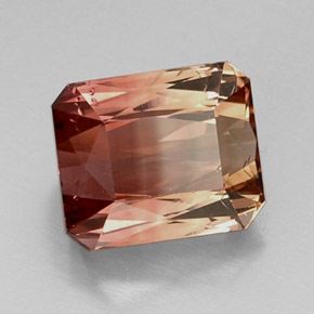 8.55캐럿 천연 바이컬러 투르말린, 에메랄드 컷, 12.1×10.1 mm, VVS-VS