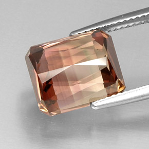 8.55캐럿 천연 바이컬러 투르말린, 에메랄드 컷, 12.1×10.1 mm, VVS-VS