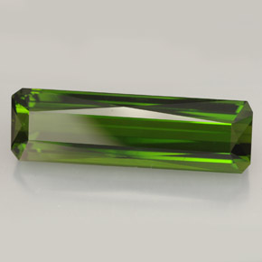 13.18캐럿 천연 포레스트 그린 투르말린, 에메랄드 컷, 24.9×7.6 mm, VVS