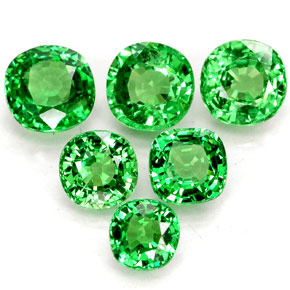 캐럿 천연 비비드 그린 차보라이트 가넷 보석, 쿠션 컷, 5.3×5.3 mm, VS