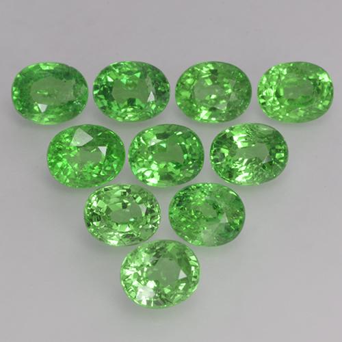 4.07캐럿 천연 따뜻한 녹색 차보라이트 가넷 보석, 타원형 컷, 4.7×3.8 mm, VS