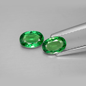캐럿 천연 크롬 그린 차보라이트 가넷 보석, 타원형 컷, 6.4×4.4 mm, VVS-VS