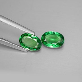 캐럿 천연 크롬 그린 차보라이트 가넷 보석, 타원형 컷, 6.4×4.4 mm, VVS-VS