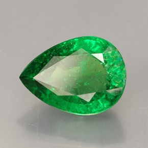 2.06캐럿 천연 크롬 그린 차보라이트 가넷, 배 모양, 8.9×6.6 mm, SI
