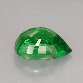2.06캐럿 천연 크롬 그린 차보라이트 가넷, 배 모양, 8.9×6.6 mm, SI