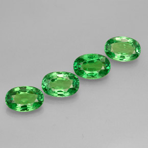 캐럿 천연 크롬 그린 차보라이트 가넷 보석, 타원형 컷, 6.1×4.2 mm, VVS-VS