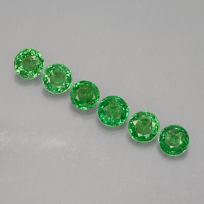 캐럿 천연 크롬 그린 차보라이트 가넷 보석, 라운드 컷, 3.50 mm, VS