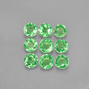캐럿 천연 크롬 그린 차보라이트 가넷 보석, 라운드 컷, 3.59 mm, VS