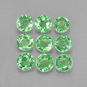 캐럿 천연 크롬 그린 차보라이트 가넷 보석, 라운드 컷, 3.59 mm, VS