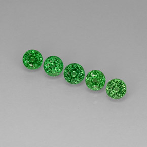 캐럿 천연 크롬 그린 차보라이트 가넷 보석, 라운드 컷, 4.17 mm, VVS-VS