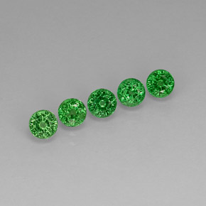 캐럿 천연 크롬 그린 차보라이트 가넷 보석, 라운드 컷, 4.17 mm, VVS-VS