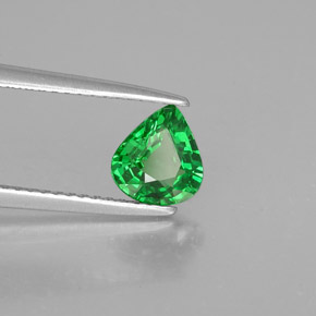 0.94캐럿 천연 크롬 그린 차보라이트 가넷, 배 모양, 7×6.3 mm, VS