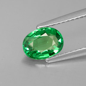 1.07캐럿 천연 크롬 그린 차보라이트 가넷, 타원형 컷, 7.3×5.4 mm, VVS