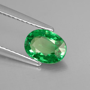 1.07캐럿 천연 크롬 그린 차보라이트 가넷, 타원형 컷, 7.3×5.4 mm, VVS