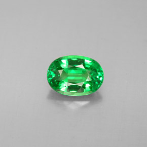 1.03캐럿 천연 크롬 그린 차보라이트 가넷, 타원형 컷, 7.1×5.1 mm, VVS-VS