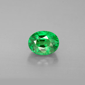 1.24캐럿 천연 크롬 그린 차보라이트 가넷, 타원형 컷, 6.8×5.4 mm, VS