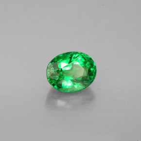 1.24캐럿 천연 크롬 그린 차보라이트 가넷, 타원형 컷, 6.8×5.4 mm, VS