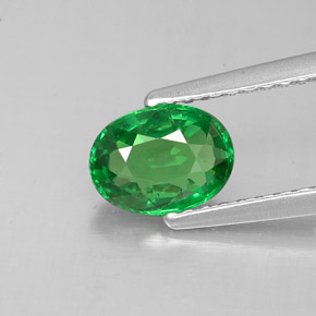 1.05캐럿 천연 크롬 그린 차보라이트 가넷, 타원형 컷, 7×5.3 mm, VVS