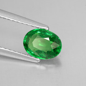 1.05캐럿 천연 크롬 그린 차보라이트 가넷, 타원형 컷, 7×5.3 mm, VVS