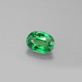 1.14캐럿 천연 비비드 그린 차보라이트 가넷, 타원형 컷, 7.1×5.2 mm, VVS-VS