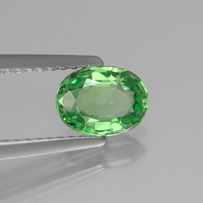 0.89캐럿 천연 그린 차보라이트 가넷, 타원형 컷, 7×5.3 mm, VS