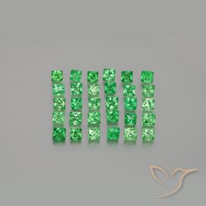 1.73ctw 자연스러운 밝은 녹색 차보라이트 가넷, 정사각형, VVS-VS