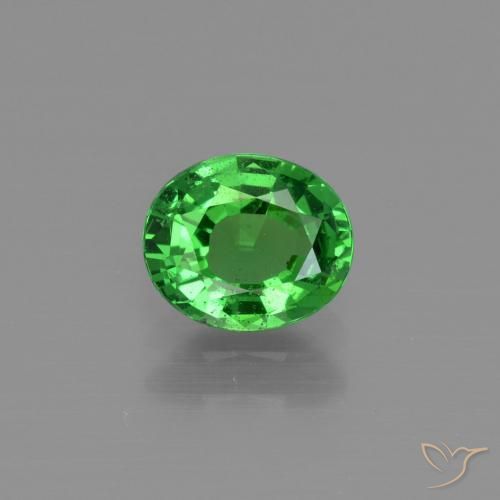 1.00캐럿 천연 일렉트릭 그린 차보라이트 가넷, 타원형 컷, 6.8×5.7 mm, VS
