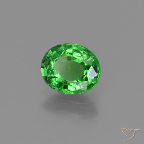 1.00캐럿 천연 일렉트릭 그린 차보라이트 가넷, 타원형 컷, 6.8×5.7 mm, VS