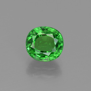 1.51캐럿 천연 밝은 그린 차보라이트 가넷, 타원형 컷, 6.6×6.1 mm, VS-SI