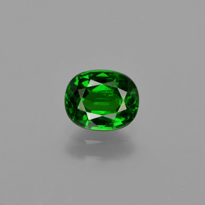 1.01캐럿 천연 다크 그린 차보라이트 가넷, 타원형 컷, 6.5×5.3 mm, VS