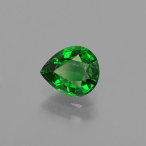 0.88캐럿 천연 다크 그린 차보라이트 가넷, 배 모양, 6.4×5.5 mm, VS-SI
