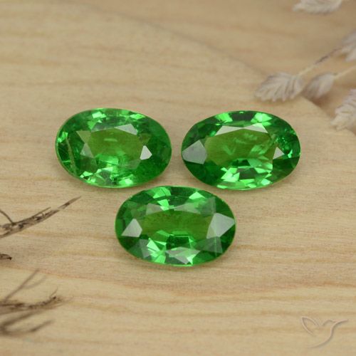 1.30캐럿 천연 미디엄 그린 차보라이트 가넷 보석, 타원형 컷, 5.9×3.9 mm, VS