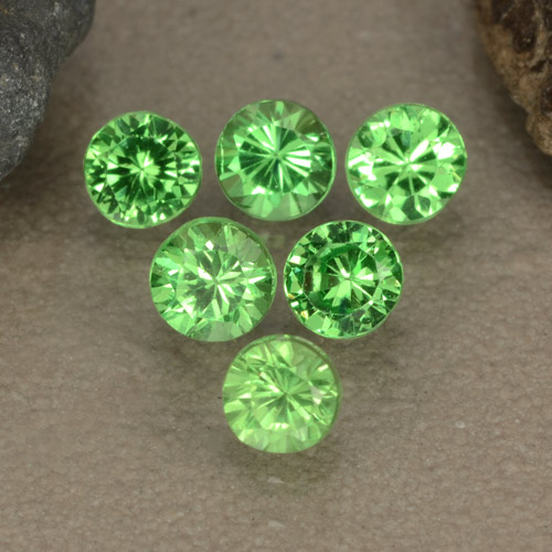 1.23캐럿 천연 생기 있는 그린 차보라이트 가넷 보석, 라운드 컷, 3.32 mm, VS