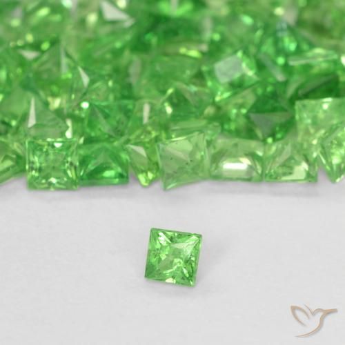 0.07ct 자연스러운 활기찬 녹색 차보라이트 가넷, 정사각형, SI