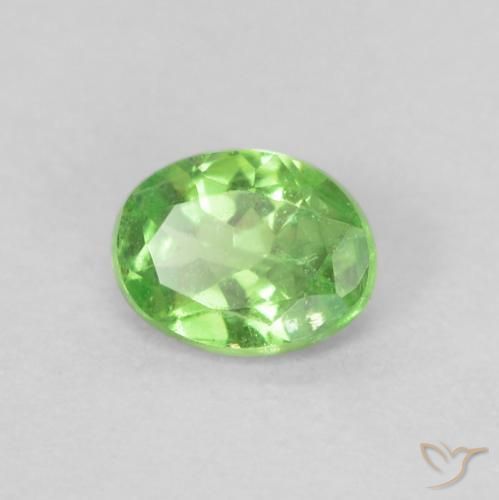 0.20캐럿 천연 생기 있는 그린 차보라이트 가넷, 타원형 컷, 4.1×3.1 mm, VS