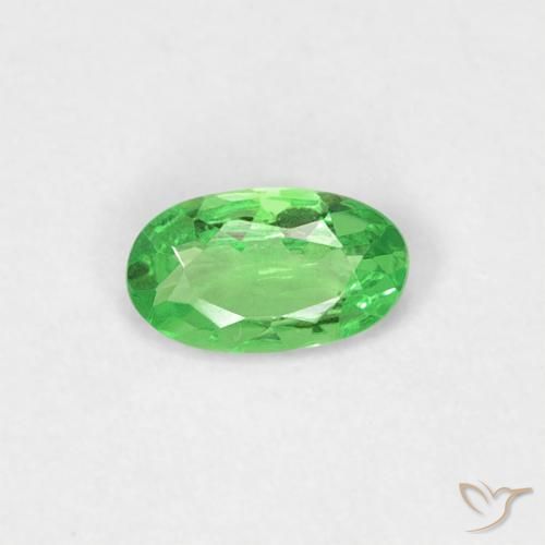 0.20캐럿 천연 생기 있는 그린 차보라이트 가넷, 타원형 컷, 5.1×2.9 mm, VVS