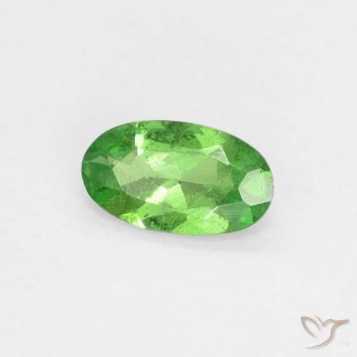 0.22캐럿 천연 생기 있는 그린 차보라이트 가넷, 타원형 컷, 5.1×2.9 mm, VS