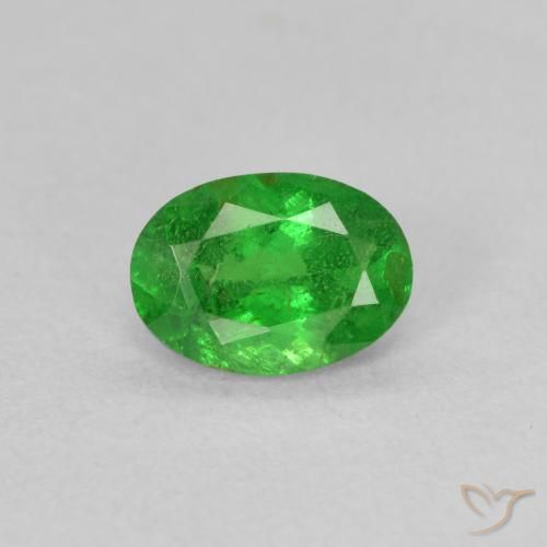 0.92ct 자연스러운 미디엄 그린 차보라이트 가넷, 타원형, SI