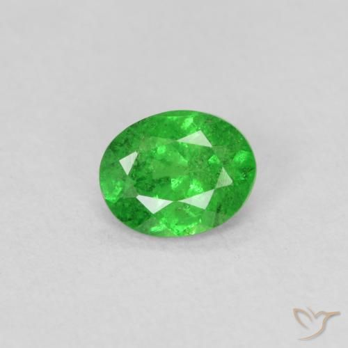 0.74ct 자연스러운 미디엄 그린 차보라이트 가넷, 타원형, VS-SI