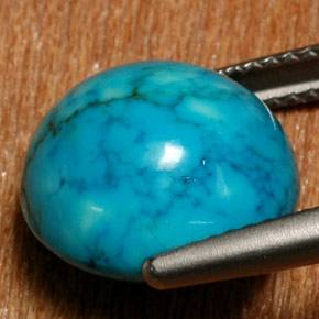 8.98캐럿 천연 블루 터키석, 타원형 컷, 12.6×12.5 mm, 불투명체