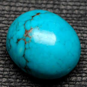 6.28캐럿 천연 블루 터키석, 타원형 컷, 12.4×10.6 mm, 불투명체