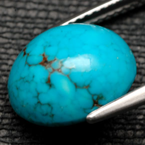 6.28캐럿 천연 블루 터키석, 타원형 컷, 12.4×10.6 mm, 불투명체